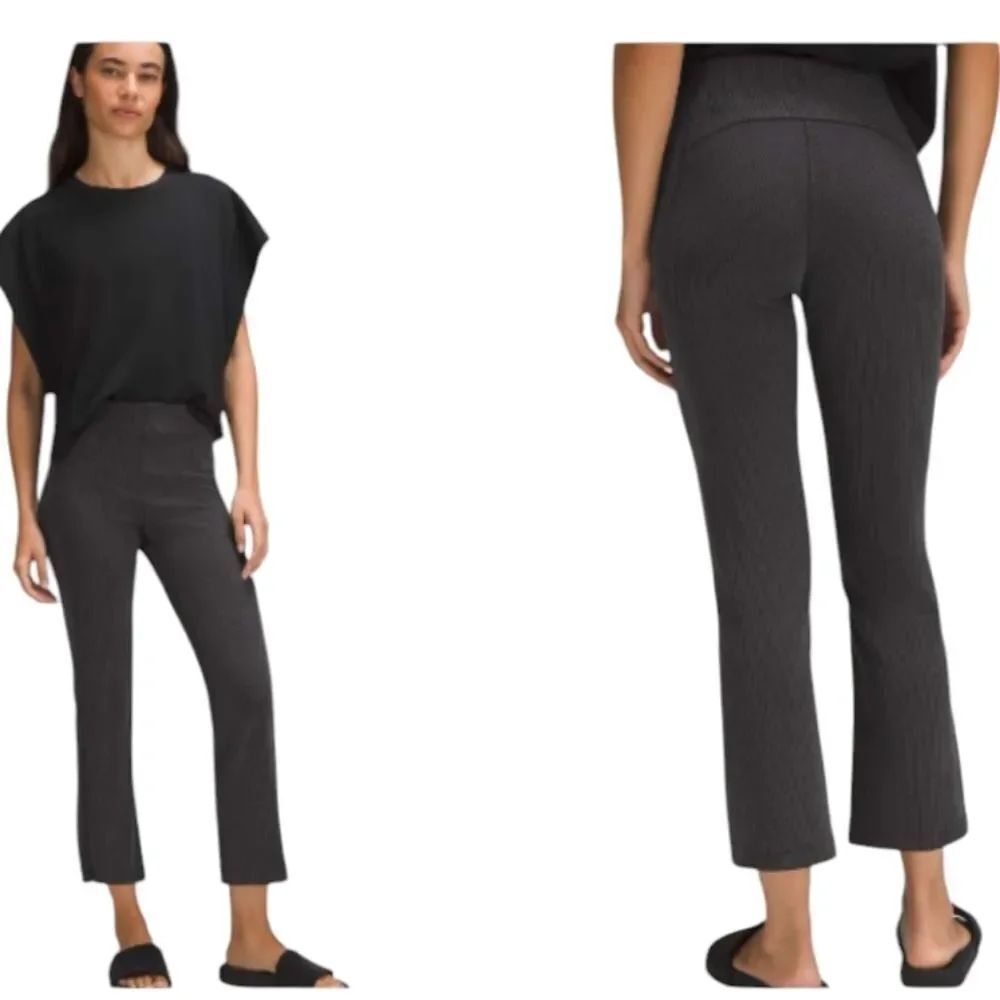 Lululemon Ribbed Softstreme Zip-Leg High-Rise Cropped Pants Black Size 10